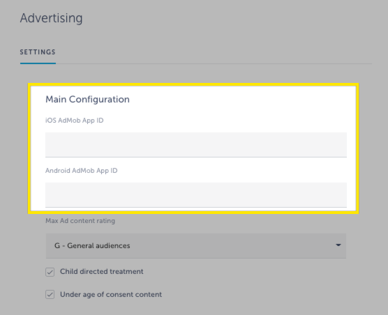 admob configuration